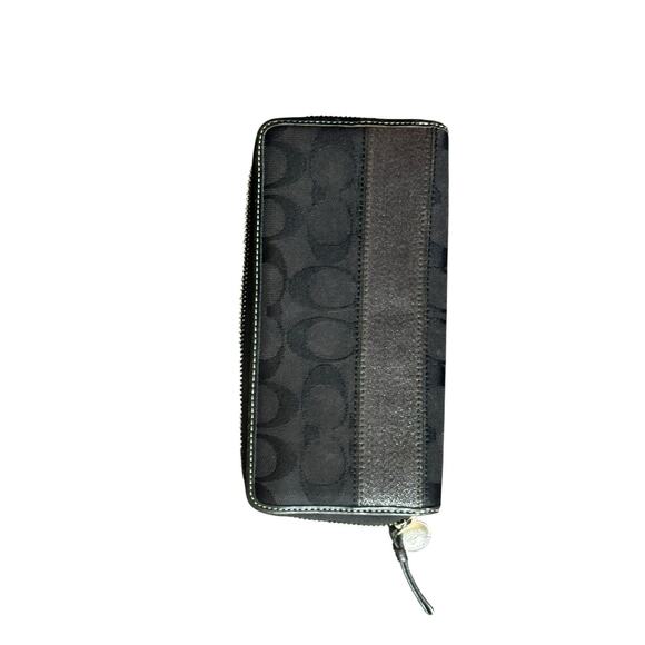 Coach‎ Black Signature Lurex Stripe Legacy Accordion Zipper Wallet F0742-40753 - Picture 3 of 4